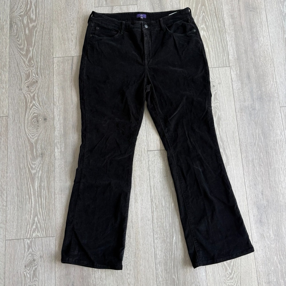 NYDJ Womens Black Stretch High Rise Minimalist Bootcut Corduroy Pants Size 16W